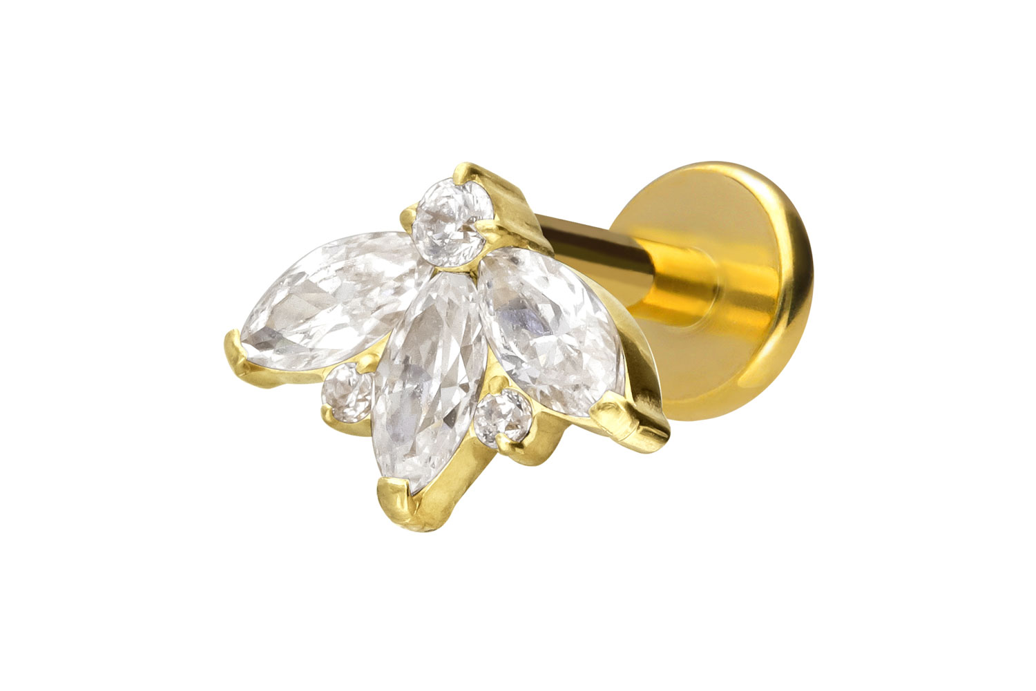 Titan Labret Piercing mit Innengewinde LOTUSBLÜTE